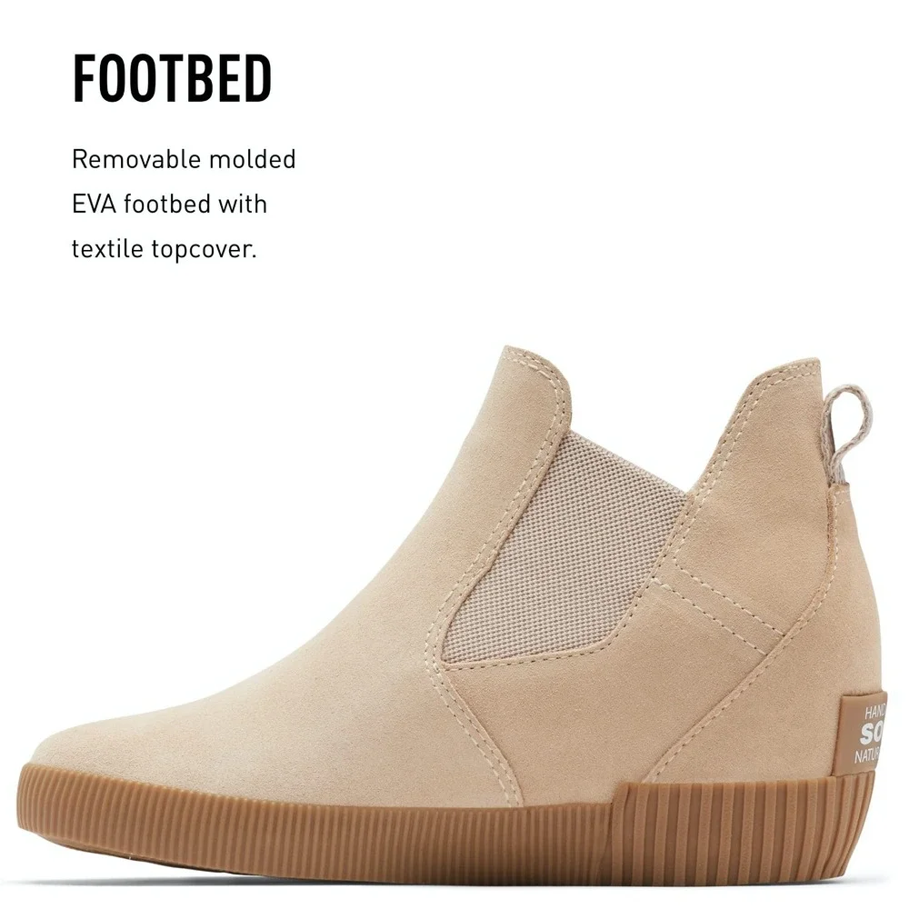 SOREL® (Women's 9) Out‎ N About™ Waterproof Slip-On Wedge Bootie in Natural/Tan